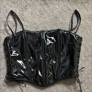 Black Corset PVC Top Dolls Kill